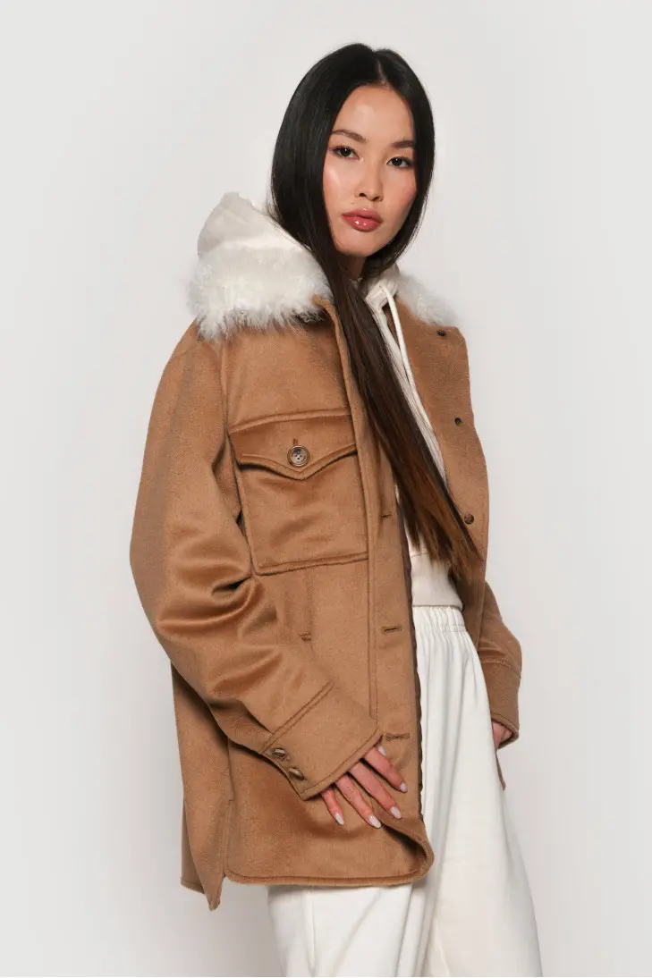 Короткая куртка из кашемира LoroPiana с воротником из мохера - фото 2