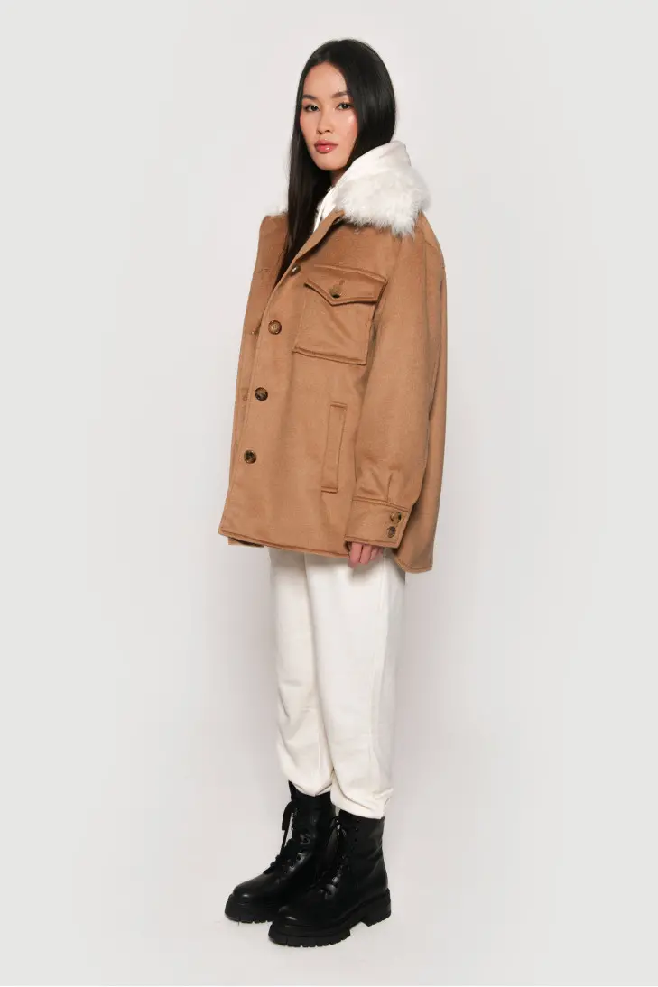 Короткая куртка из кашемира LoroPiana с воротником из мохера - фото 3