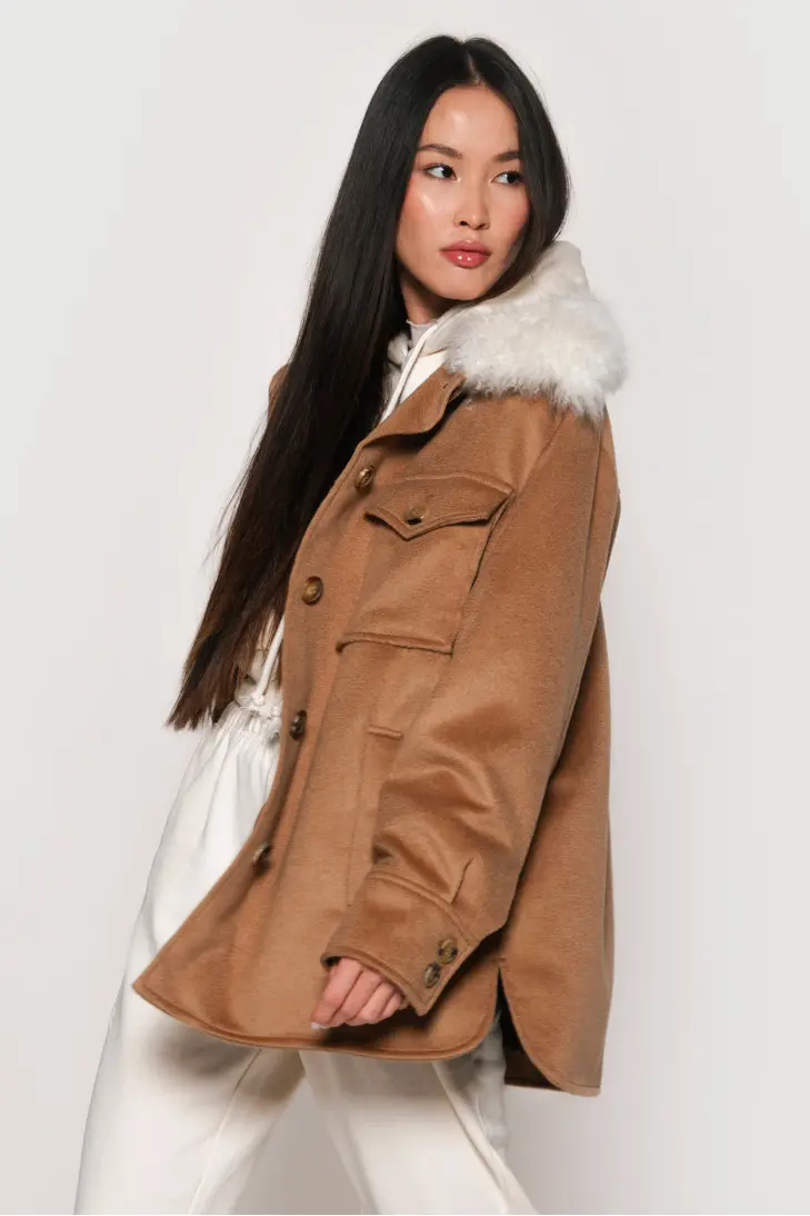 Короткая куртка из кашемира LoroPiana с воротником из мохера - фото 5