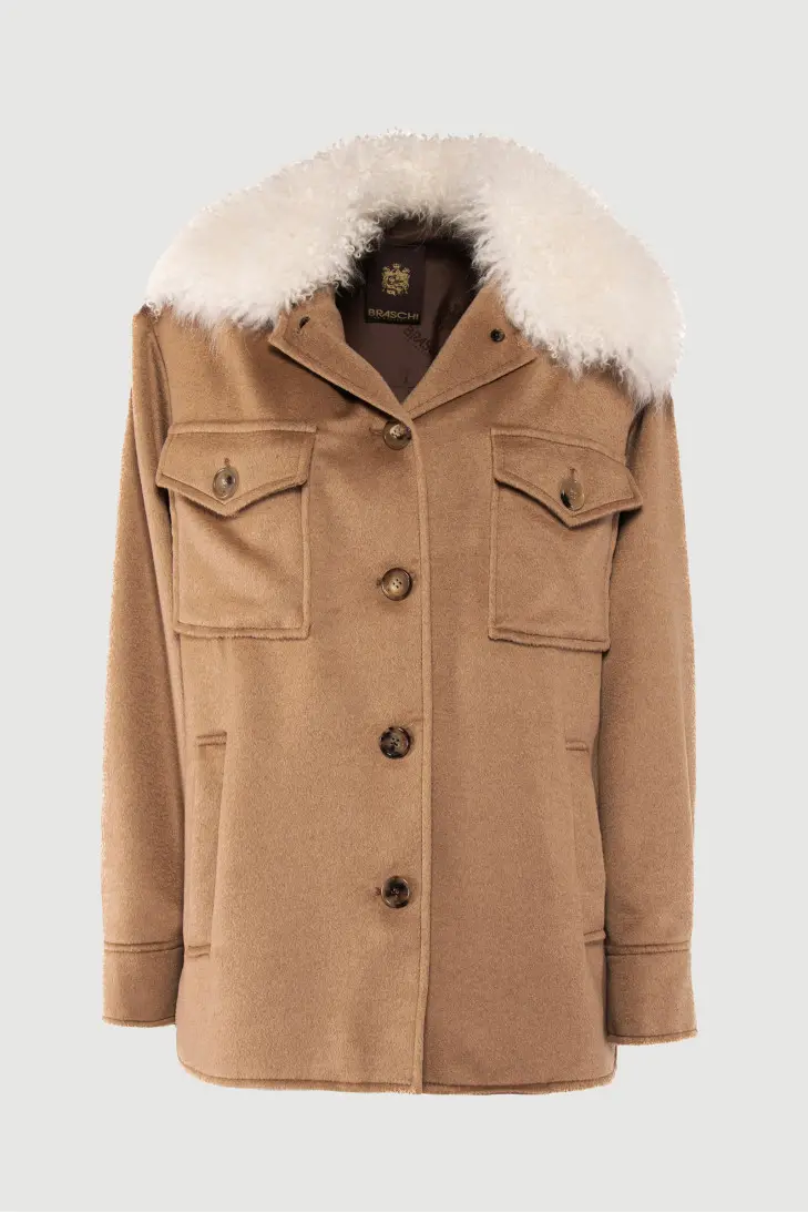 Короткая куртка из кашемира LoroPiana с воротником из мохера - фото 8