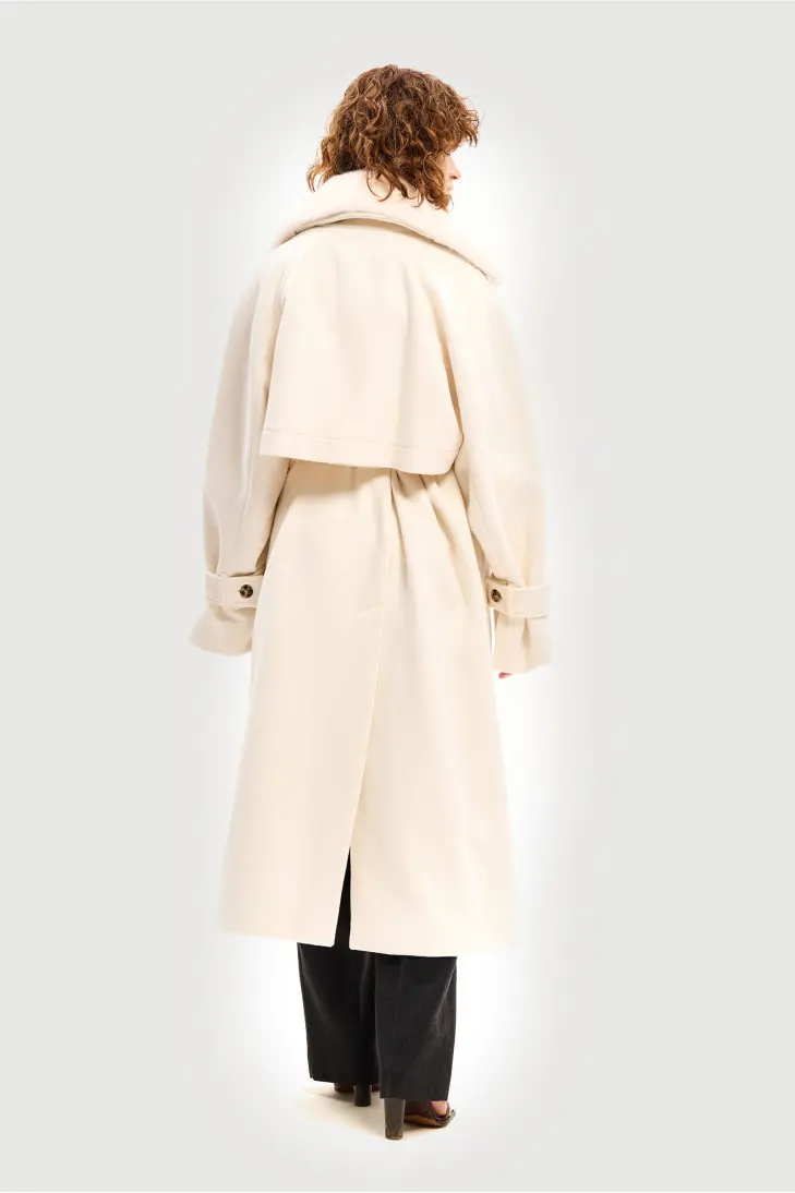Длинное белое пальто из кашемира Loropiana с мехом норки - фото 3