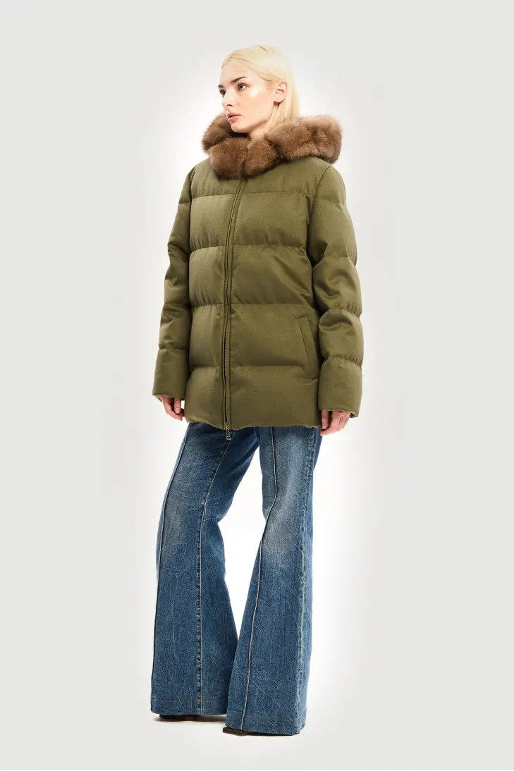 Женский пуховик из кашемира Loropiana с соболиным мехом - фото 3
