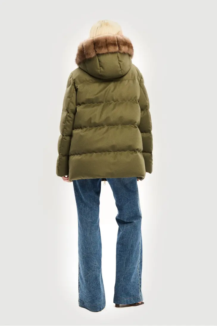 Женский пуховик из кашемира Loropiana с соболиным мехом - фото 4