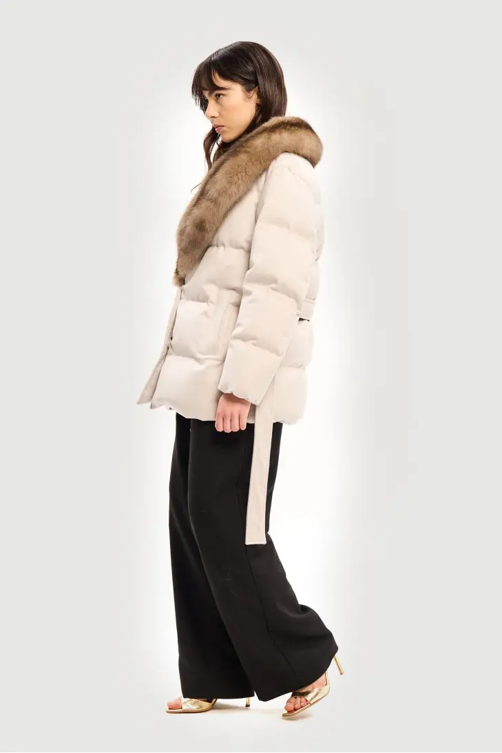 Пуховик из кашемира Loropiana с воротником меха соболя - фото 2