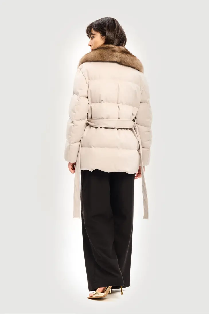 Пуховик из кашемира Loropiana с воротником меха соболя - фото 3