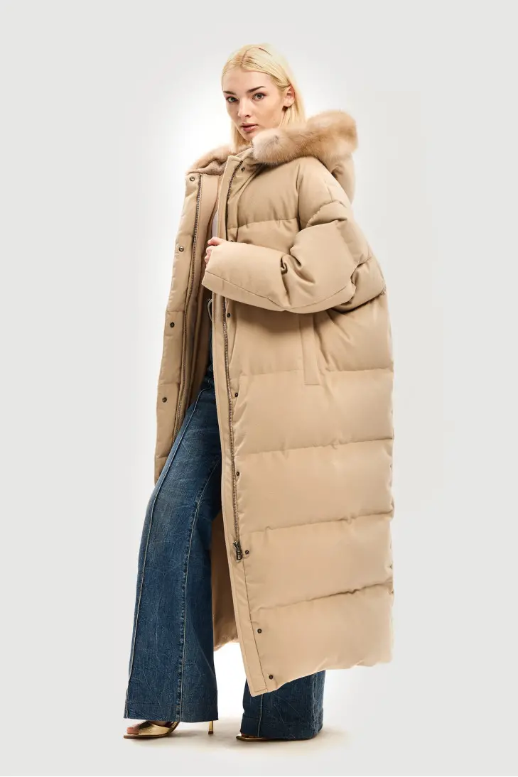 Длинный пуховик из кашемира Loropiana с мехом соболя - фото 2
