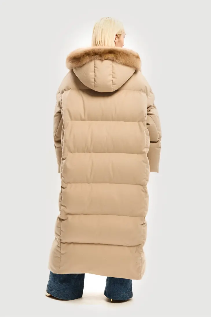 Длинный пуховик из кашемира Loropiana с мехом соболя - фото 3