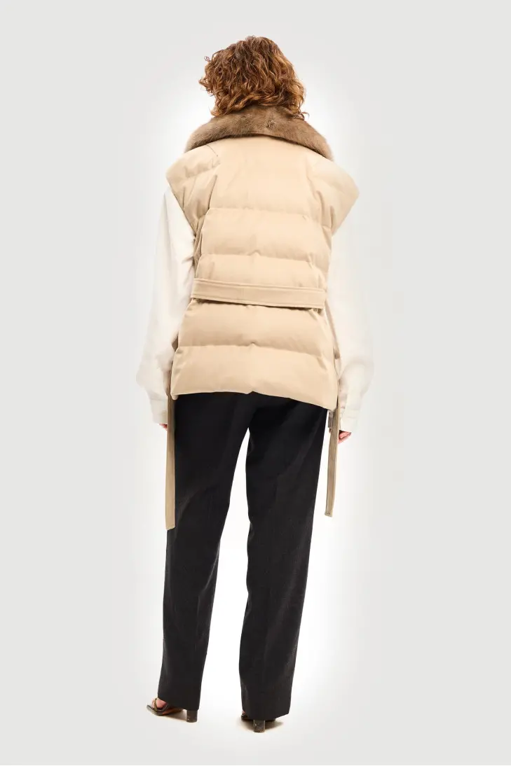 Короткий жилет из кашемира Loropiana и соболиного меха - фото 3