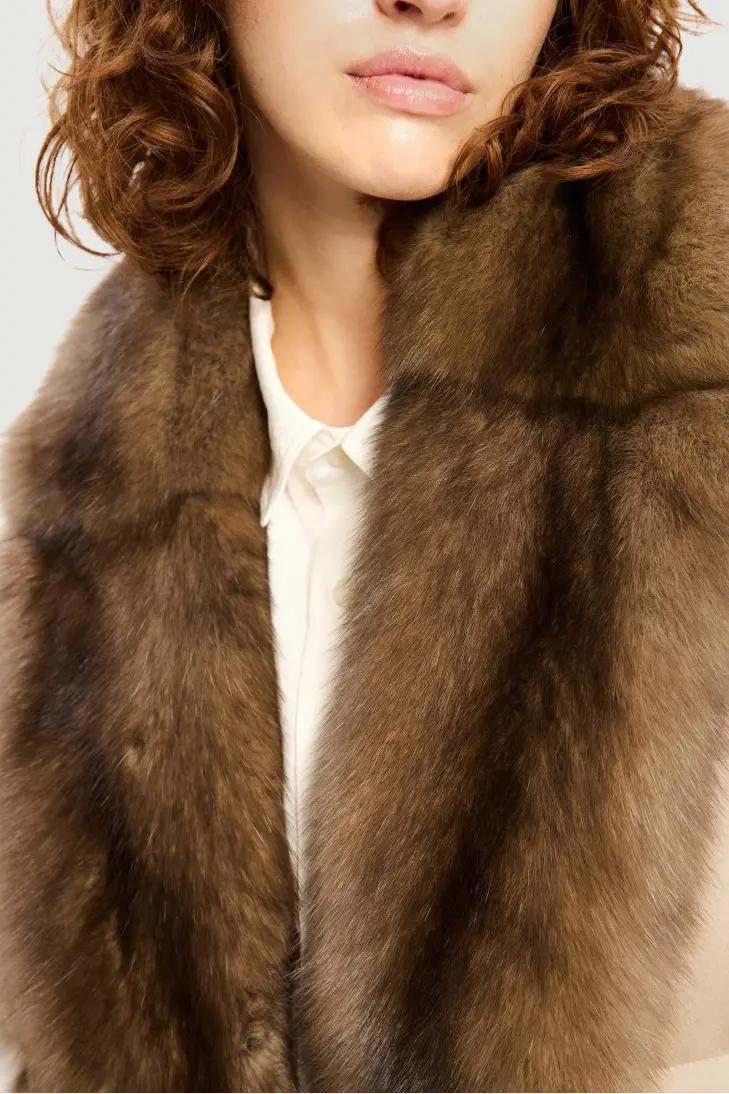 Короткий жилет из кашемира Loropiana и соболиного меха - фото 4