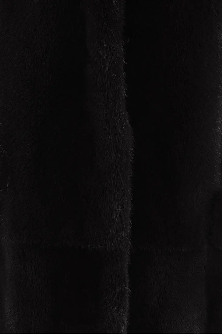 Черная длинная цельная шуба из норки - фото 7